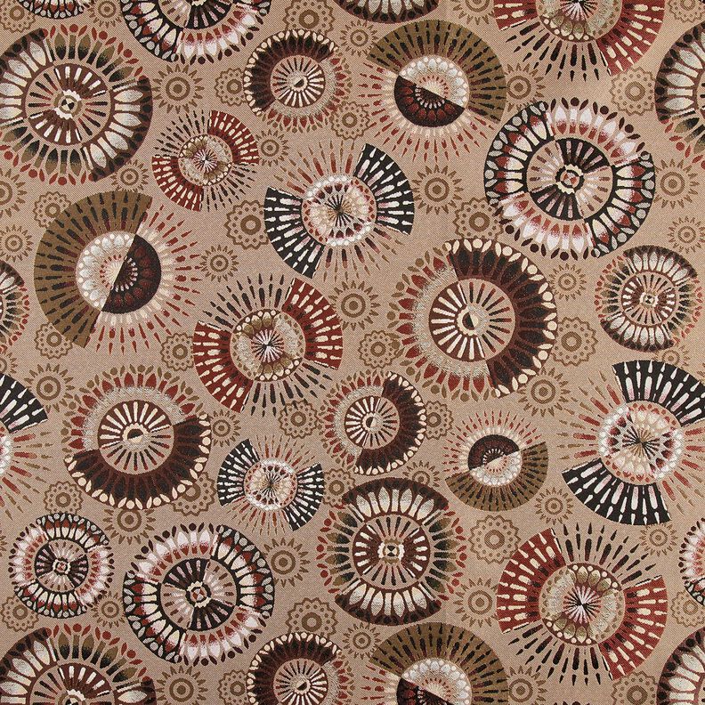 Dekorationstyg Jacquard Elegant mandala – mörk gråbrun/burgunder,  image number 1