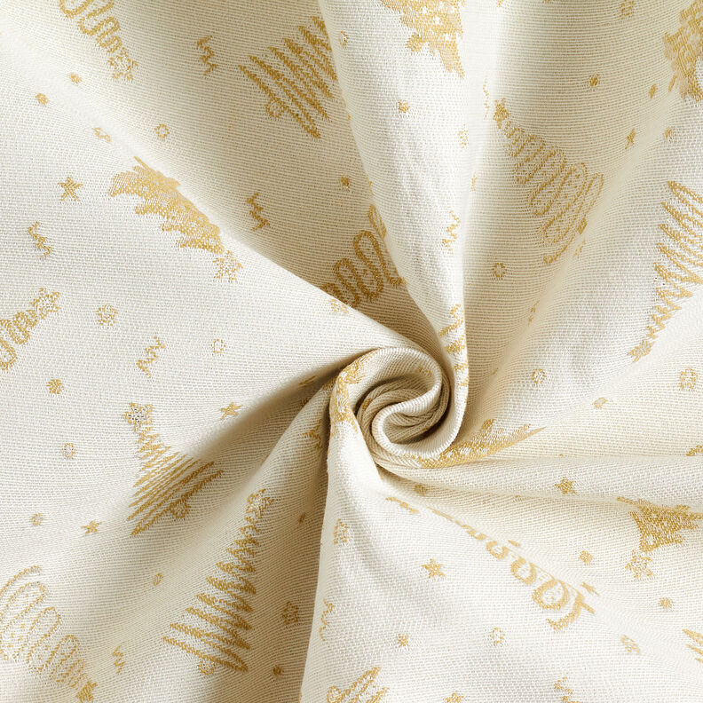 Dekorationstyg Jacquard Lurex Små granar – ljusbeige/guld, image number 3