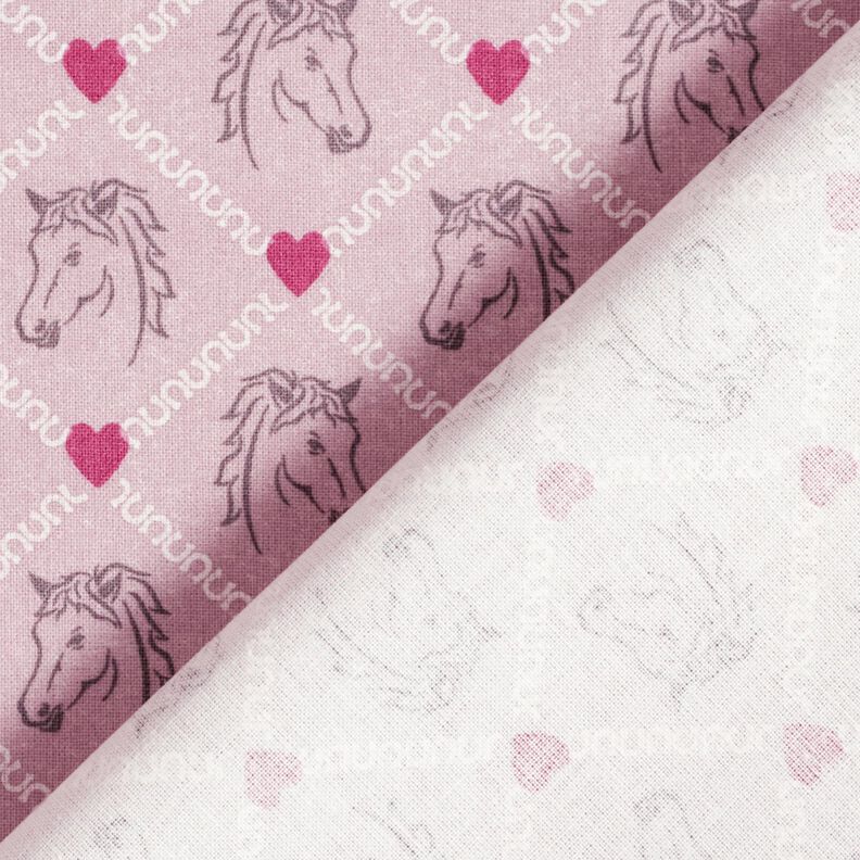 Bomullstyg Kretong hästar och hjärtan rosa – rosa,  image number 4