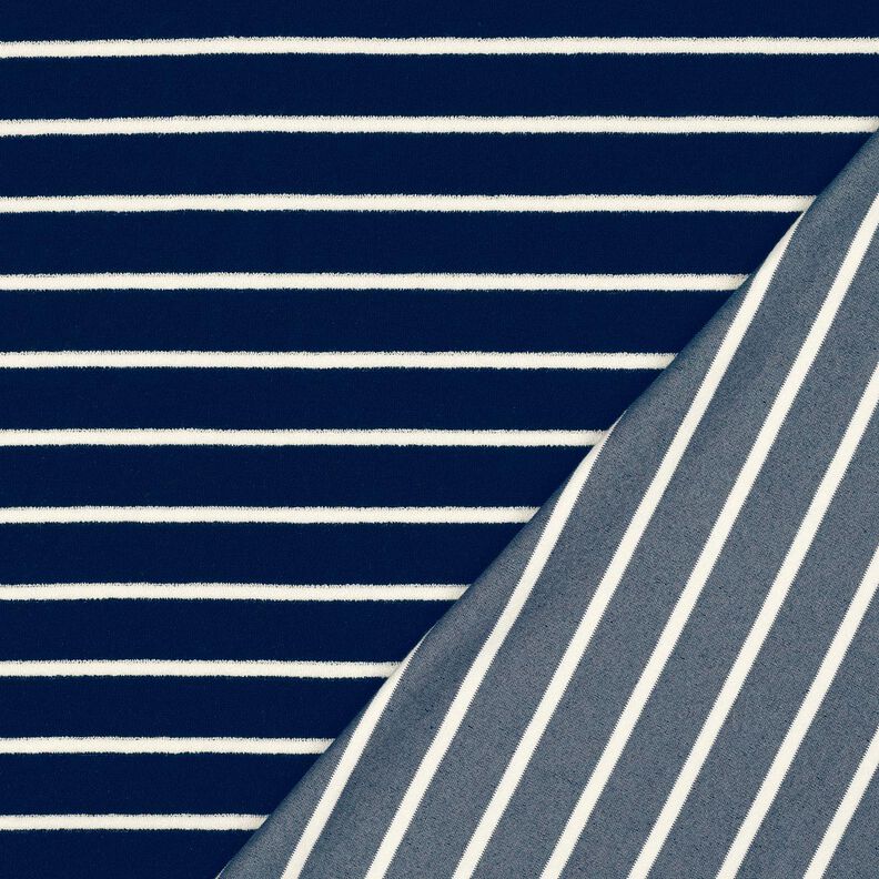 frottéjersey ränder – nattblå/elfenbensvit,  image number 4
