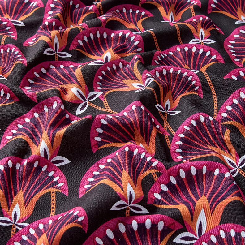 Dekorationstyg Canvas blomsolfjäder – svart/pink, image number 2