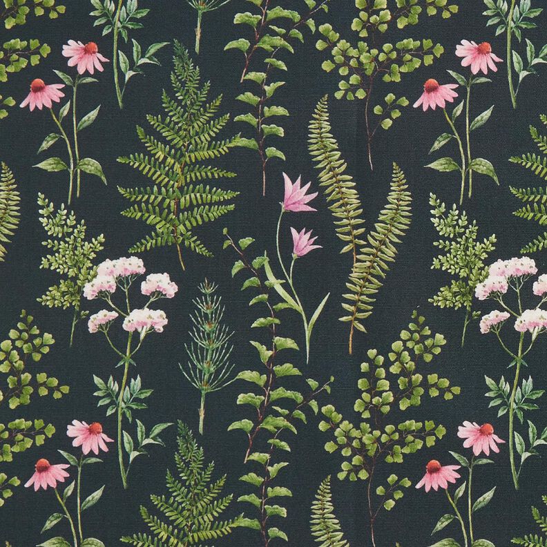Outdoortyg Canvas Blad och blommor – mörkgrön/pastellviolett,  image number 1