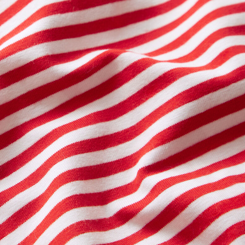 Bomullsjersey Smala ränder – rött/vit,  image number 2