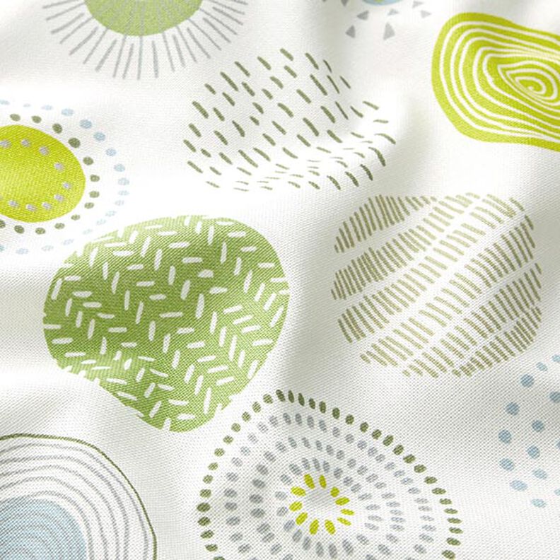 Dekorationstyg Halvpanama målade cirklar – äppelgrönt/vit,  image number 2
