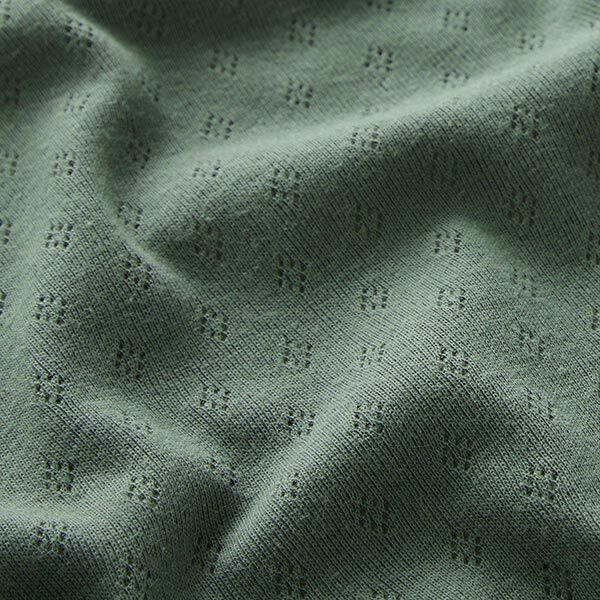 Finstickad jersey med hålmönster – mörkgrön,  image number 2