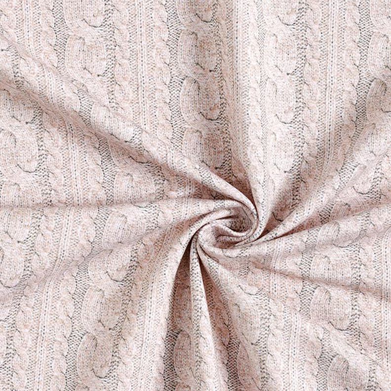 French Terry Sommarsweat kabelstickat tryck – ljusbeige,  image number 3