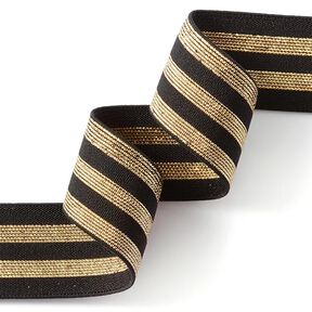 Randigt gummiband [40 mm] – svart/guld, 