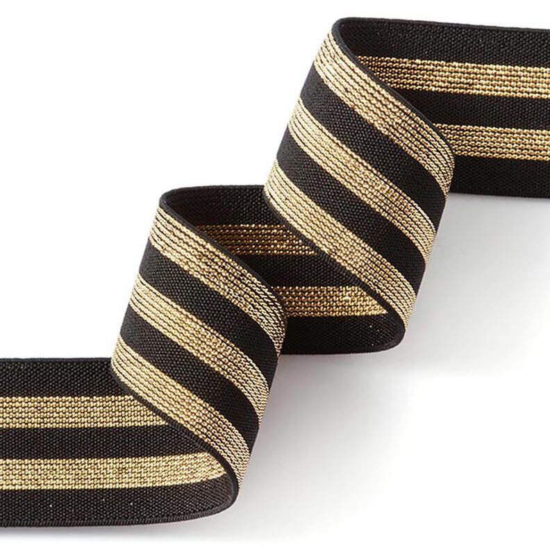 Randigt gummiband [40 mm] – svart/guld,  image number 2