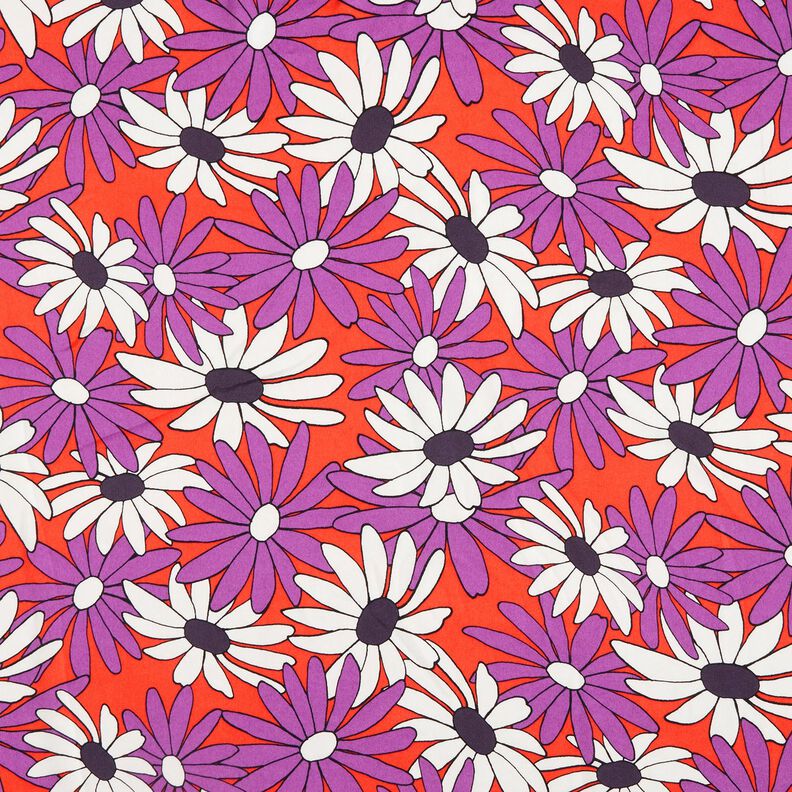 satin uttrycksfulla blommor – brandgul/rödlila, image number 1