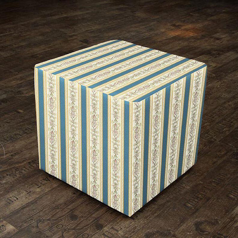 Möbeltyg Jacquard Biedermeier Ränder – kräm/blå,  image number 6