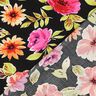 Viskostyg Stora blommor digitaltryck – svart/purpur,  thumbnail number 4