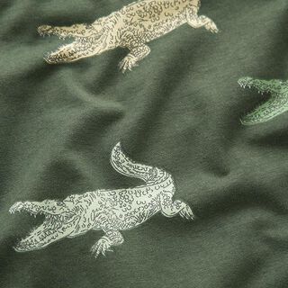 Bomullsjersey krokodiler – mörk furu, 