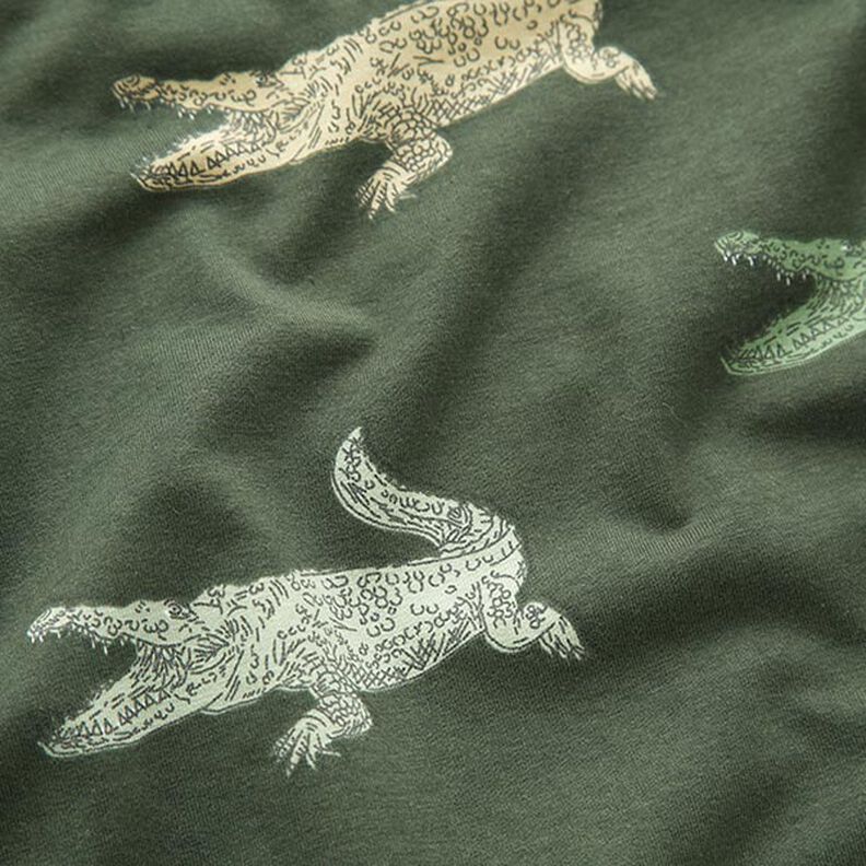 Bomullsjersey krokodiler – mörk furu,  image number 2