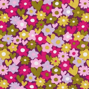 Bomullsjersey Färgglada blommor | Poppy Fabrics – druva, 