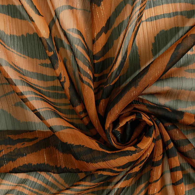 chiffong kritstrecksrandigt i glitter tigertryck – svart/koppar,  image number 3