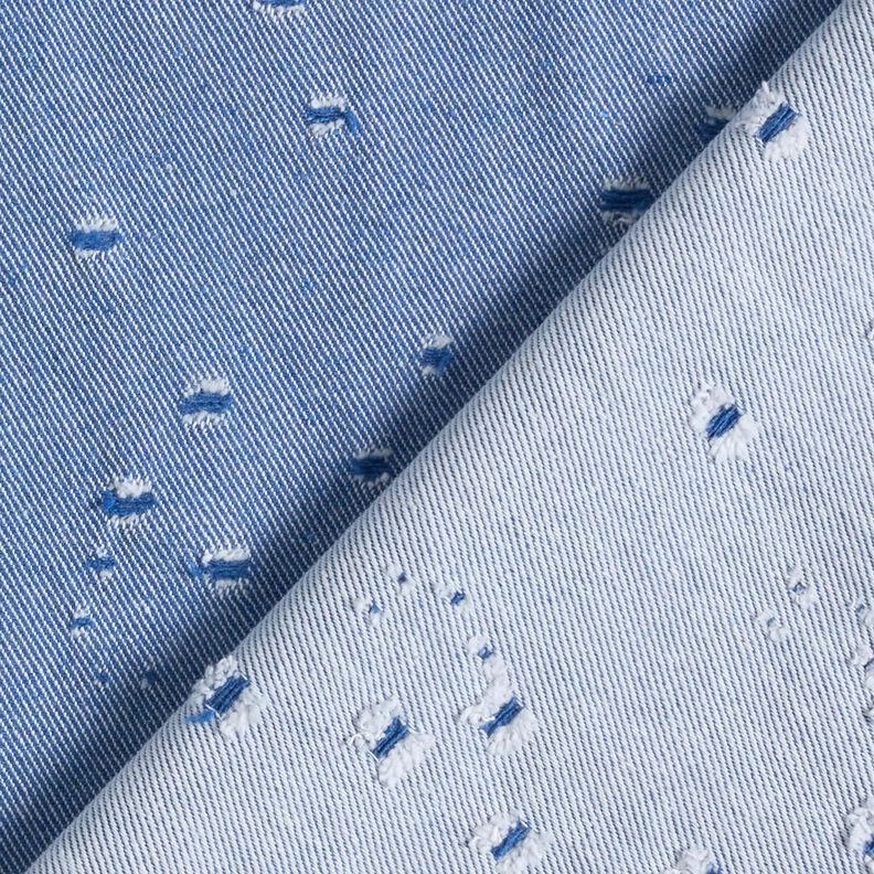 Denim bomullsmix förstörd look – kungsblå,  image number 3