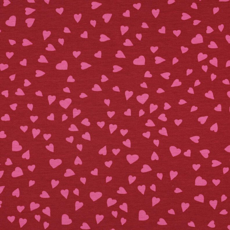 Sommarsweat hjärtan | Poppy Fabrics – mörkröd/pink,  image number 1