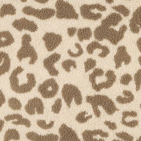 Teddyplysch Leopardmönster – natur/mörk gråbrun, 