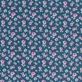 Bomullstyg Poplin Fina blommor – blå/pastellviolett, 