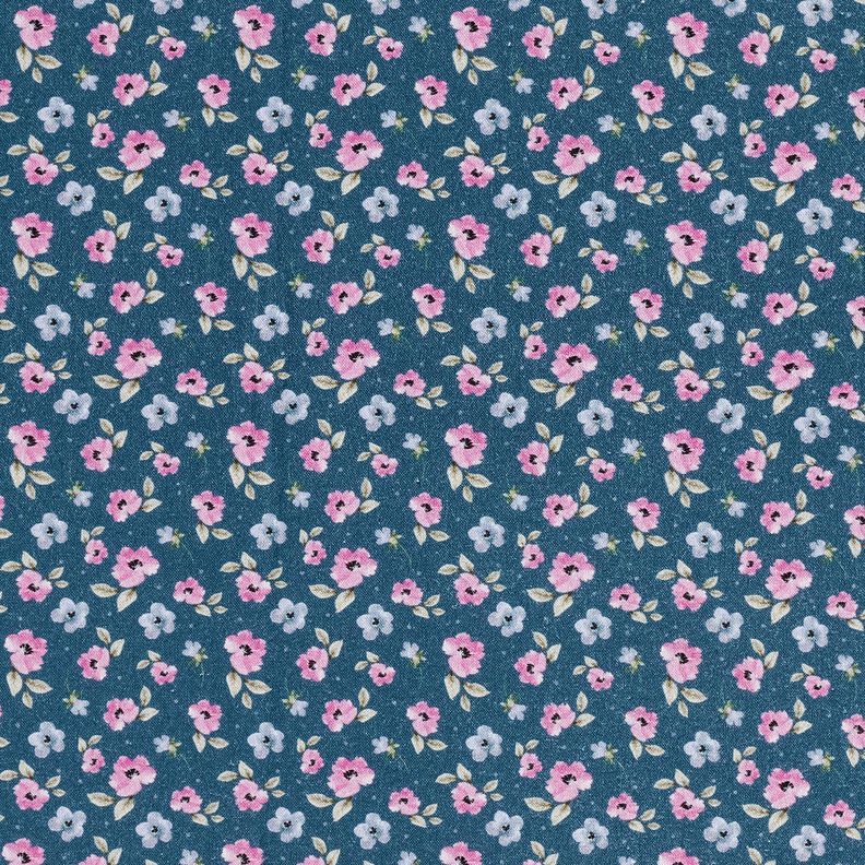 Bomullstyg Poplin Fina blommor – blå/pastellviolett,  image number 1