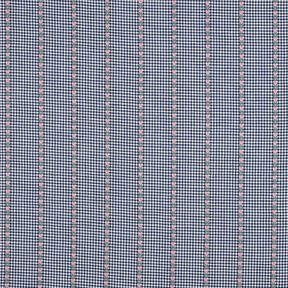 Bomullstyg Jacquard rutor och blommor – havsblå/vit,  Bomullstyg Jacquard rutor och blommor – havsblå/vit,