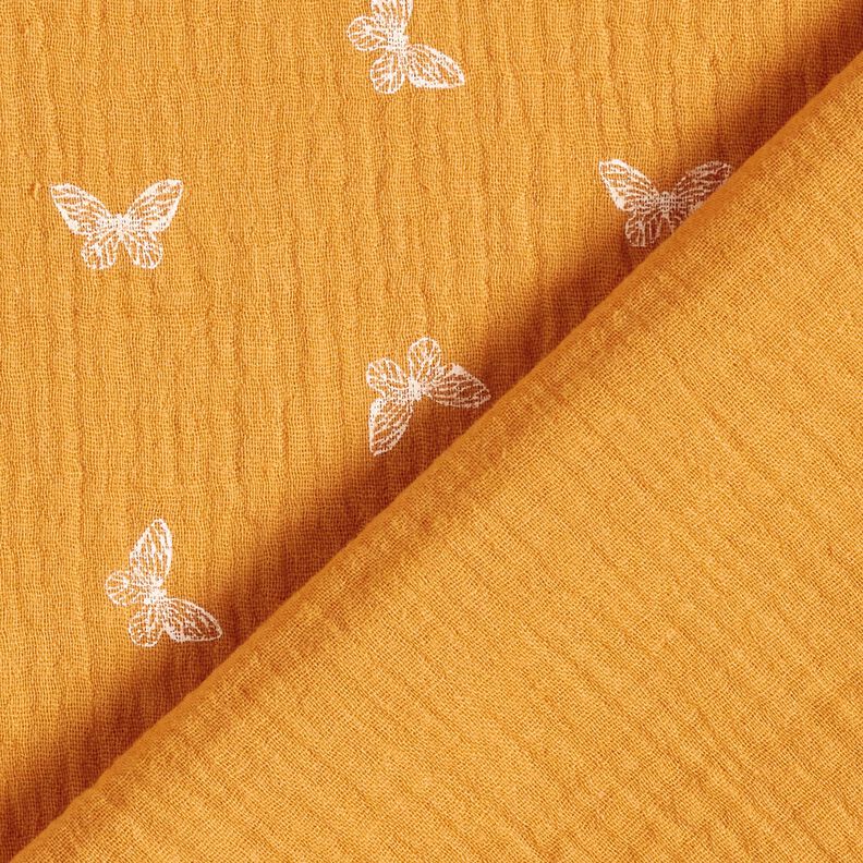Muslin/Dubbel-krinkelväv ömtåliga fjärilar – currygul, image number 4