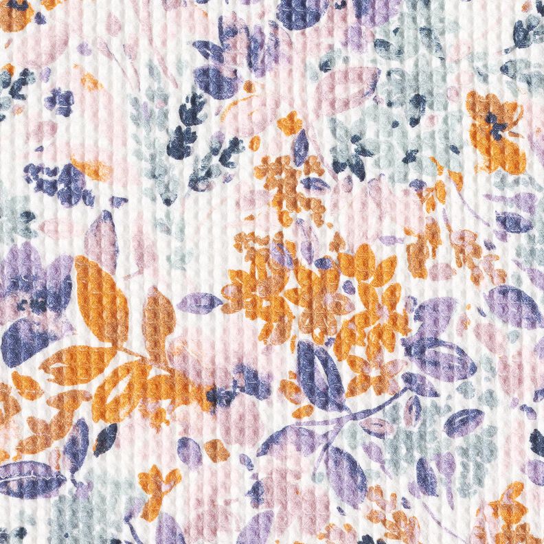 Våffelpiké akvarellblommor | Poppy Fabrics – vit/lavender, image number 5
