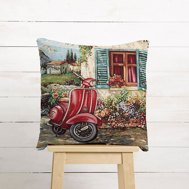 dekorationspanel Gobeläng Vespa – kaminrött/ljusbeige,  image number 6