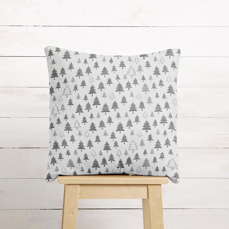 Dekorationstyg Jacquard glittrande granar – antracit/silver,  image number 6