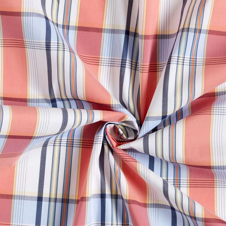 Bomullsmix skotskrutiga blanka r&auml;nder &ndash; korall,  image number 4