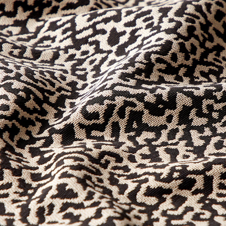 Möbeltyg Jacquard Abstrakt leopardmönster stort – svart/sand,  image number 2