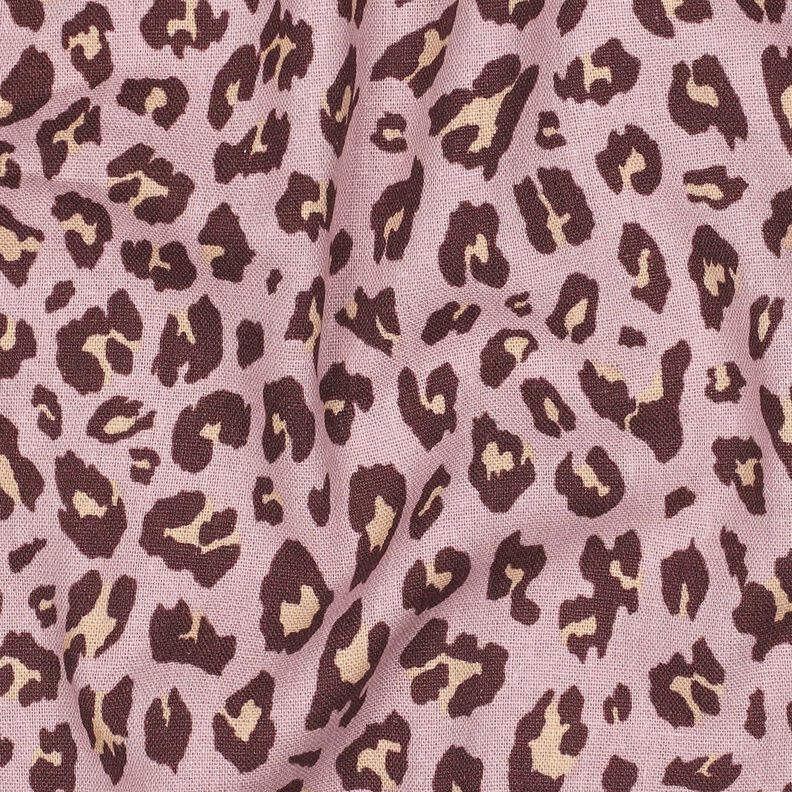 Viskos-linne-mix leo-tryck | Poppy Fabrics – ljus gammalrosa/aubergine,  image number 2