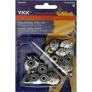 Sy-fria tryckknappar Anorak Design 3 – silver | YKK, 