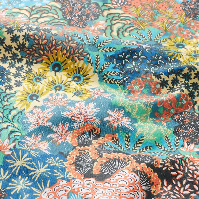 Behandlad bomull Blomsterhav – havsblå/terracotta,  image number 3