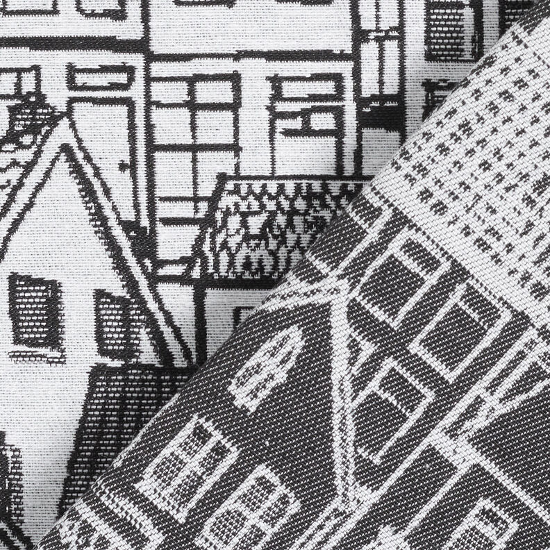 Dekorationstyg Jacquard by i linjekonst – svart/vit, image number 4