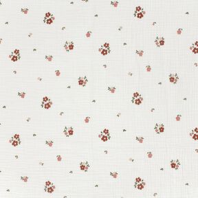 Muslin/Dubbel-krinkelväv blommor – vit, 