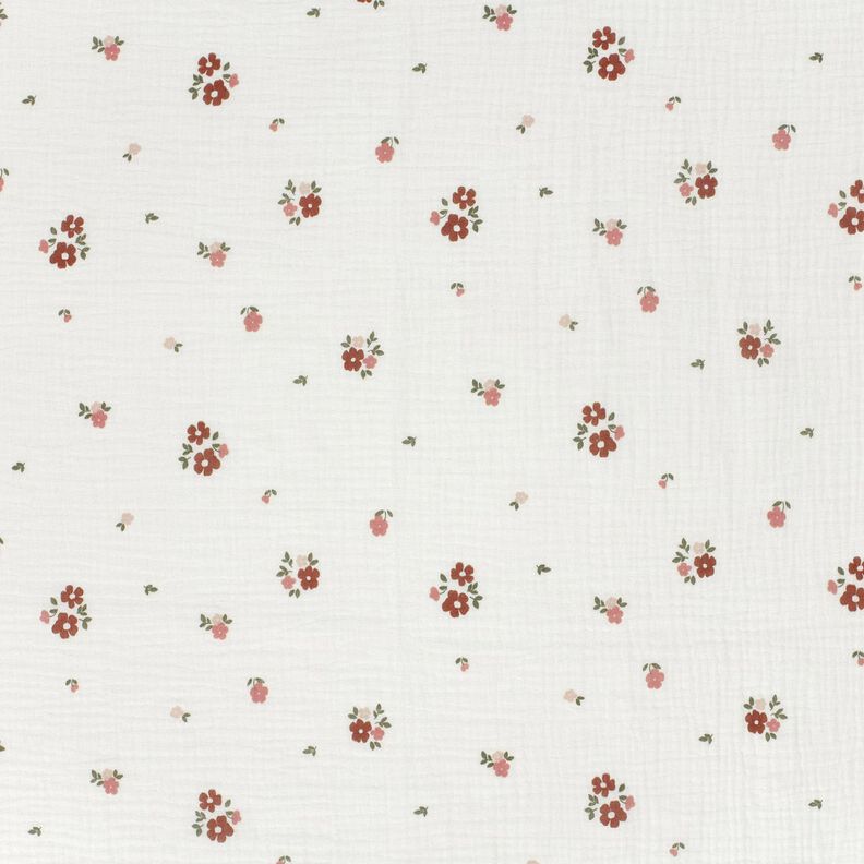 Muslin/Dubbel-krinkelväv blommor – vit, image number 1