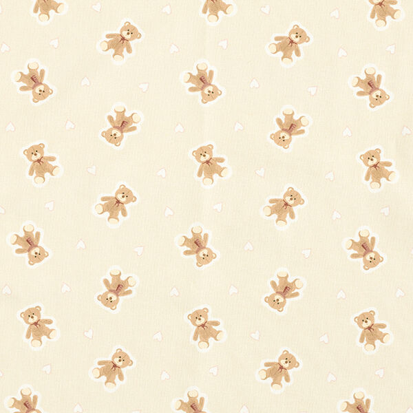 Bomullstyg Poplin minibjörnar – ljusbeige, image number 1
