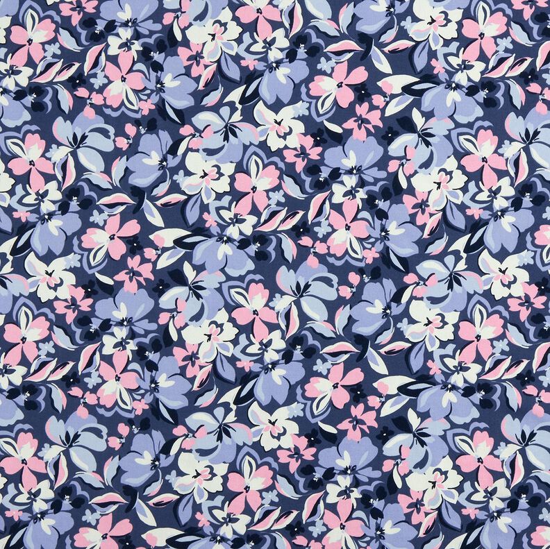 Sommarsweat Stora blommor | Poppy Fabrics – jeansblå,  image number 1