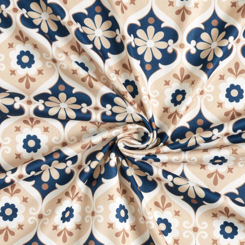 Jersey blommor ornament – beige/marinblått, image number 4