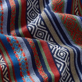 Dekorationstyg Jacquard abstrakta ränder – marinblått/kaminrött, 