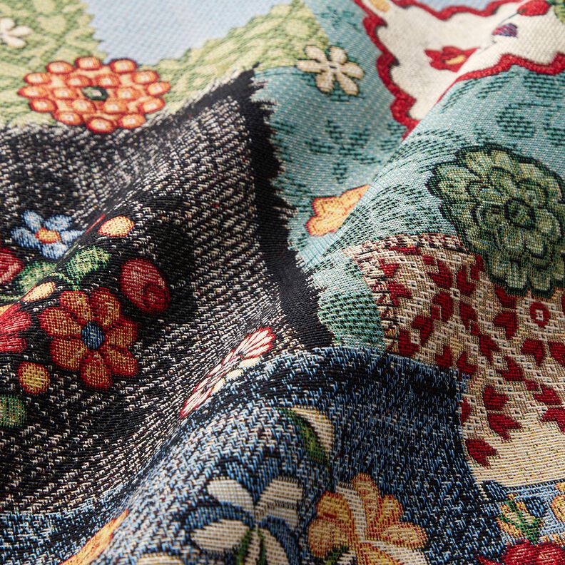 Dekorationstyg Gobeläng jeans-patchwork – ljusbeige/jeansblå,  image number 2
