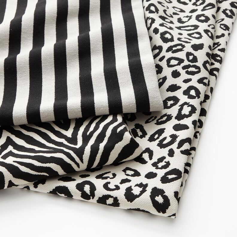 Dekorationstyg Jacquard leopardmönster – elfenbensvit/svart, image number 5