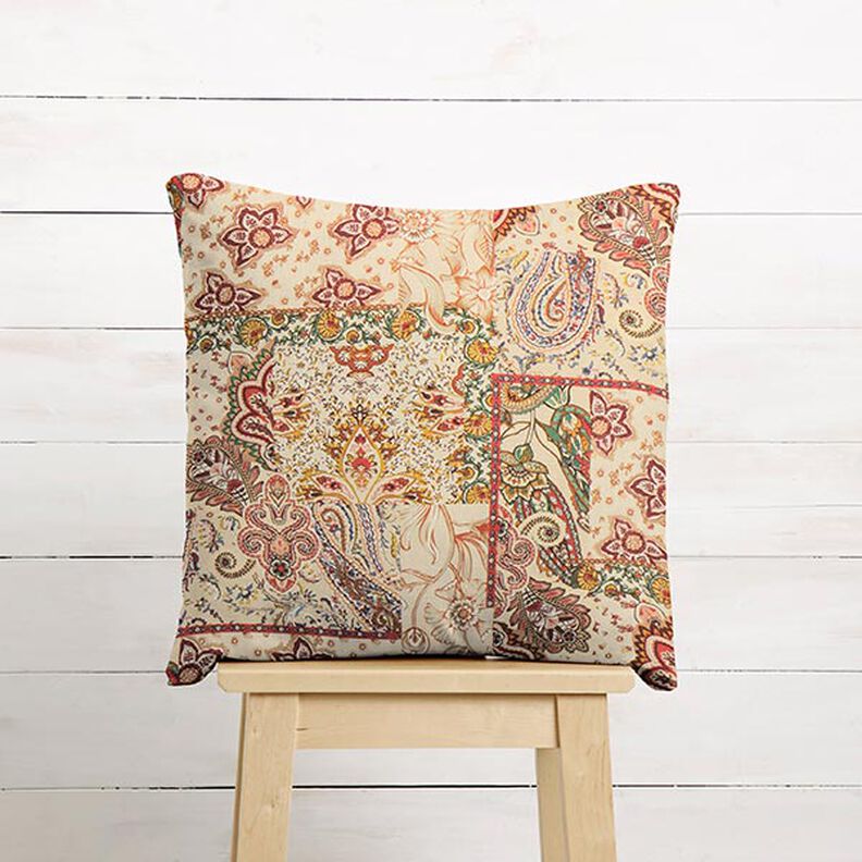 Dekorationstyg Halvpanama retropaisley – beige,  image number 5