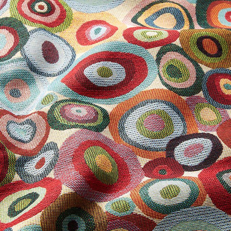 Dekorationstyg Gobeläng färgglada cirklar – ljusbeige/kaminrött,  image number 2