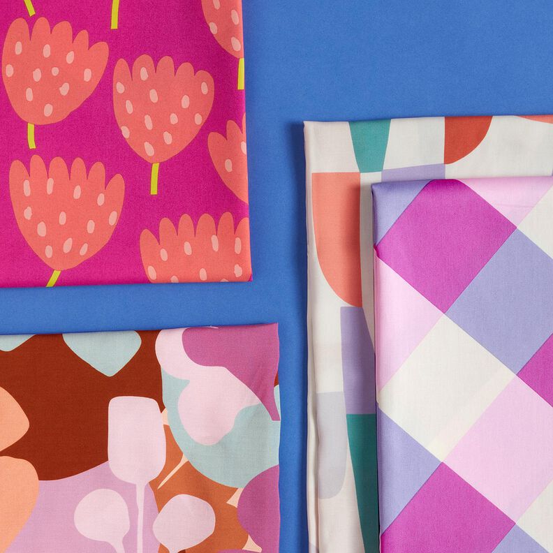 Bomullssatin Large Gingham | Nerida Hansen – pastellviolett/yllevit,  image number 5