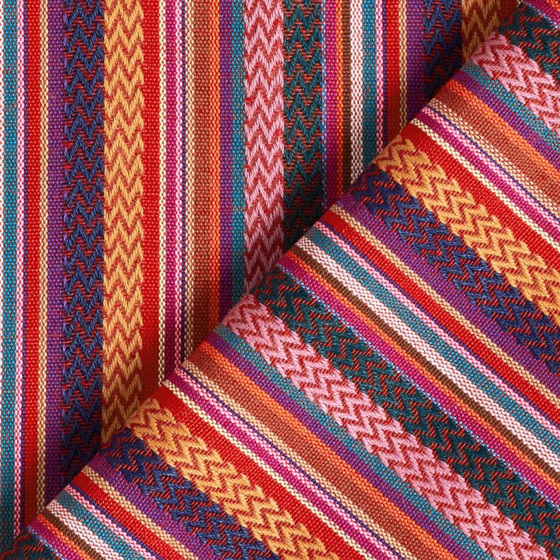 Dekorationstyg Jacquard chevronränder – kaminrött/grön, image number 4