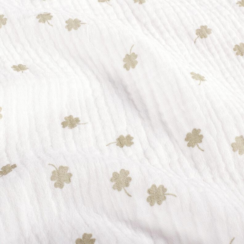 Muslin/Dubbel-krinkelväv Lyckoklöver – yllevit/pistage,  image number 2