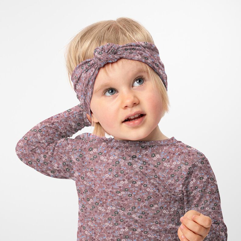 Bomullsjersey skogsblomsteräng Digitaltryck – mörk gammalrosa,  image number 5