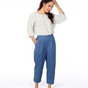 FRAU GUSTA Byxor i äggform med veck i det elastiska midjebandet | Studio Schnittreif | XS-XXL, 